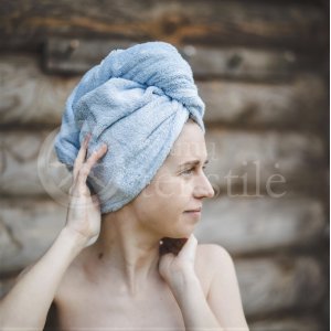 Cotton hair towel Light blue